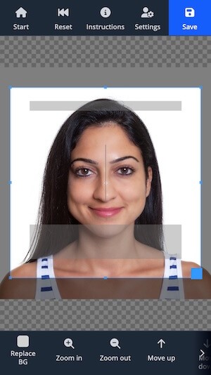 Passport Photo Lab mobile editor interface